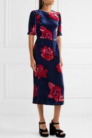 Markus Lupfer Freya floral-print velvet midi dress at Net A Porter